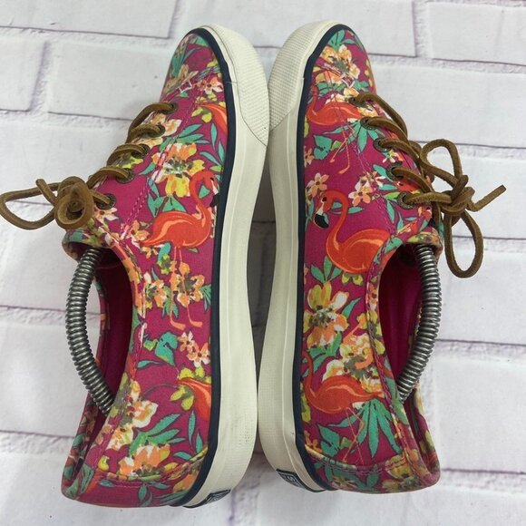 Sperry Floral Flamingo Print Flowers Spring Flats Shoes - Picture 7 of 10